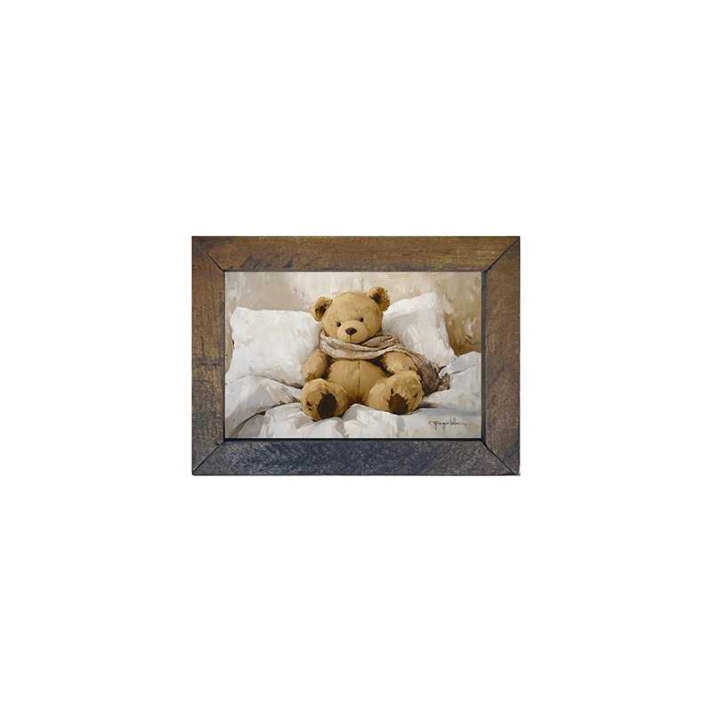 White Scarf Teddy Bear - Horizontal Frame