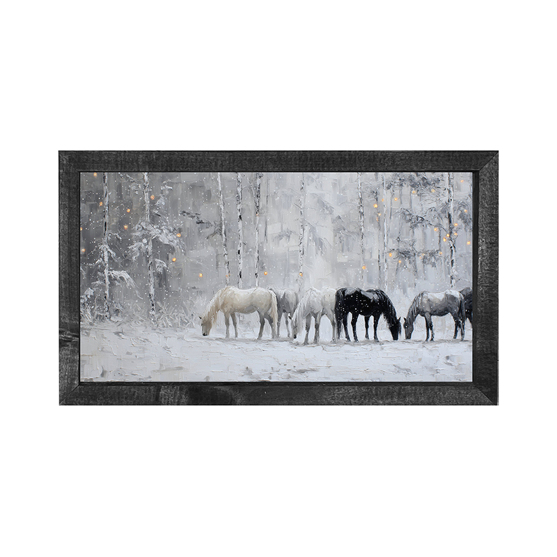 Horses in the Snow - Horizontal Frame