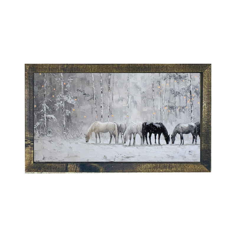 Horses in the Snow - Horizontal Frame
