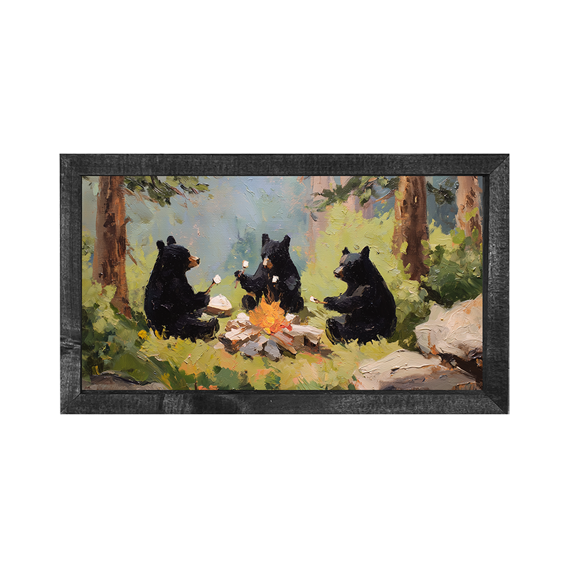 Bears Roasting Marshmallows - Horizontal Frame