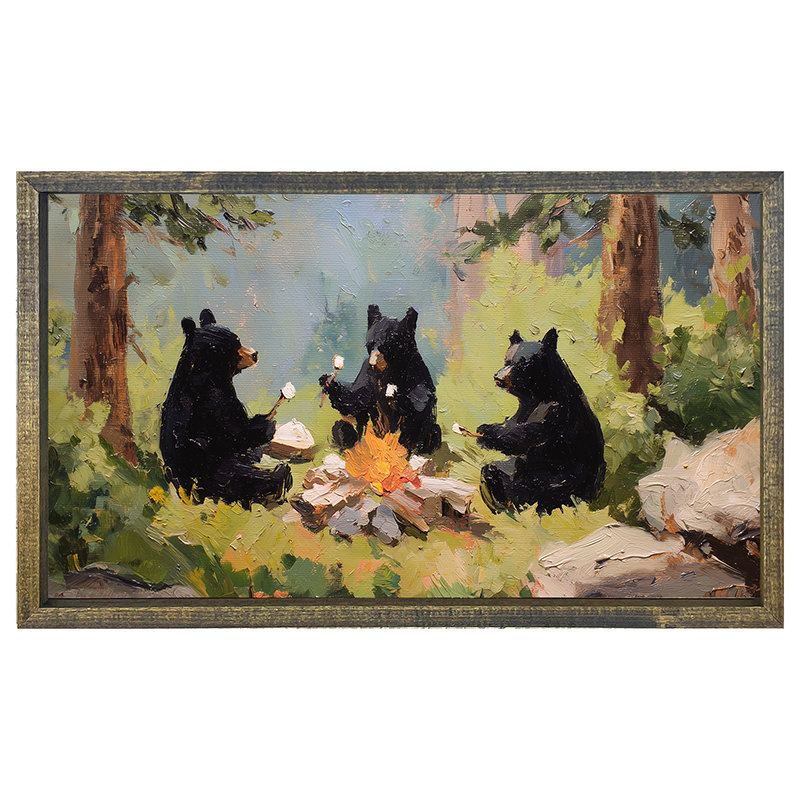 Bears Roasting Marshmallows - Horizontal Frame