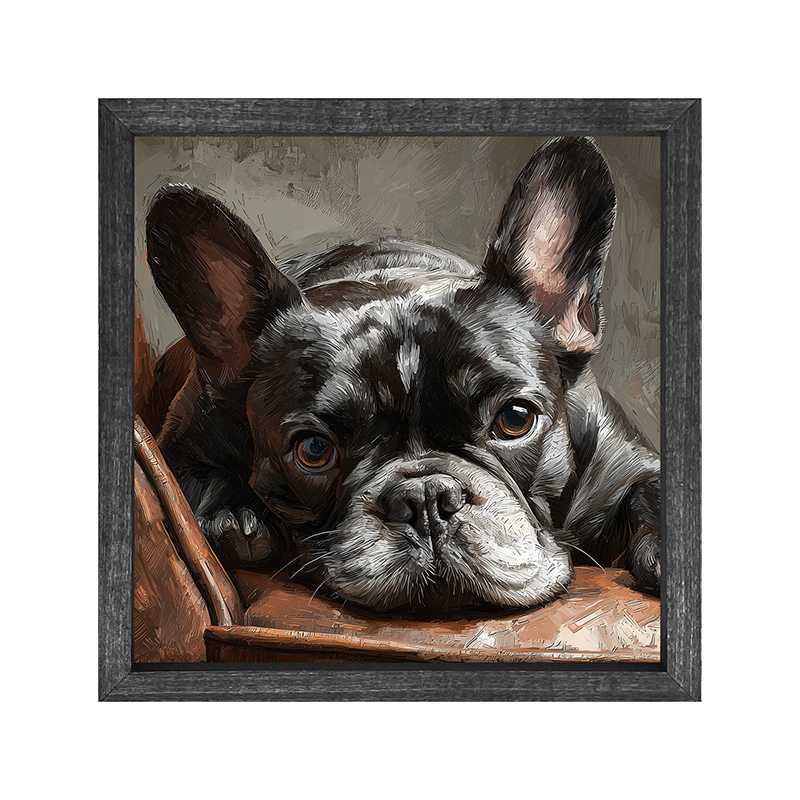 Armchair with Black French Bulldog