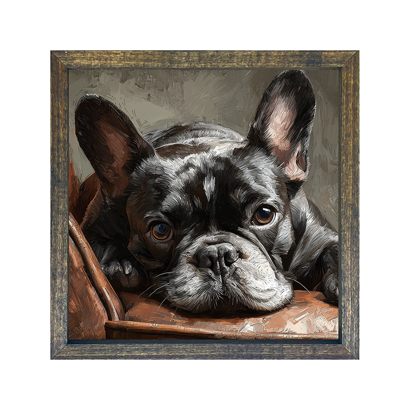 Armchair with Black French Bulldog