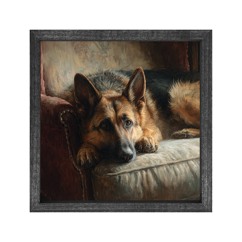Armchair with German Shepard
