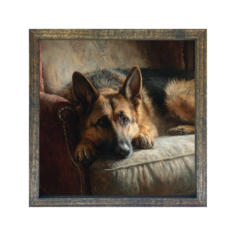 Armchair with German Shepard