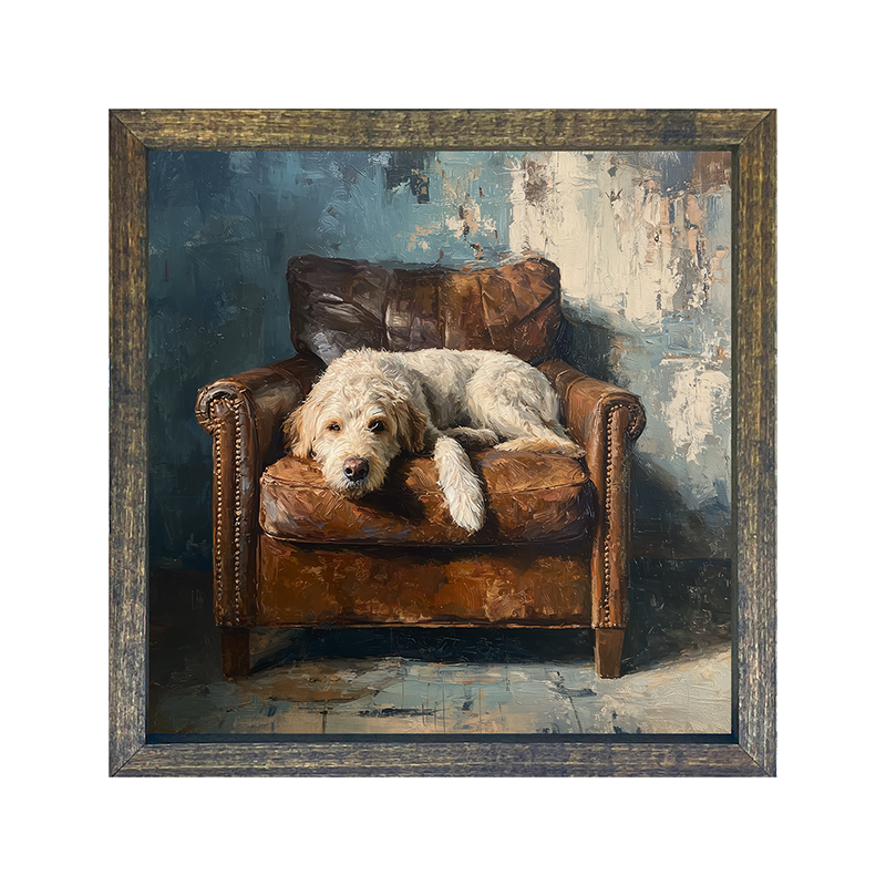 Armchair with Resting Labradoodle