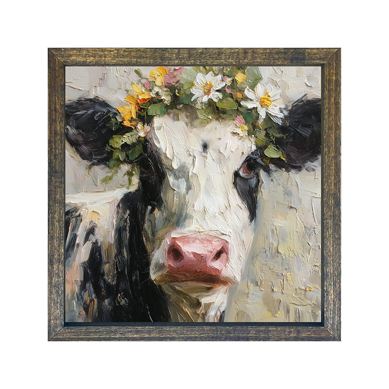 Spring Season Cow with Floral Crown