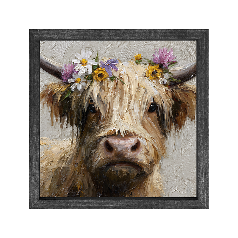 Spring Season Cow with Flowers in Hair