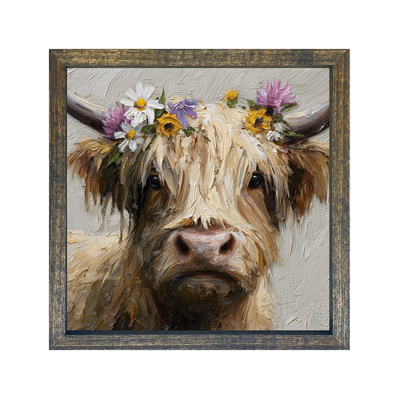 Spring Season Cow with Flowers in Hair