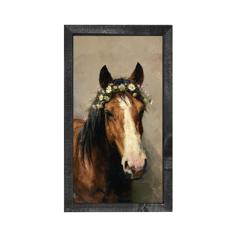 Horse with Flowery Mane - Vertical Frame
