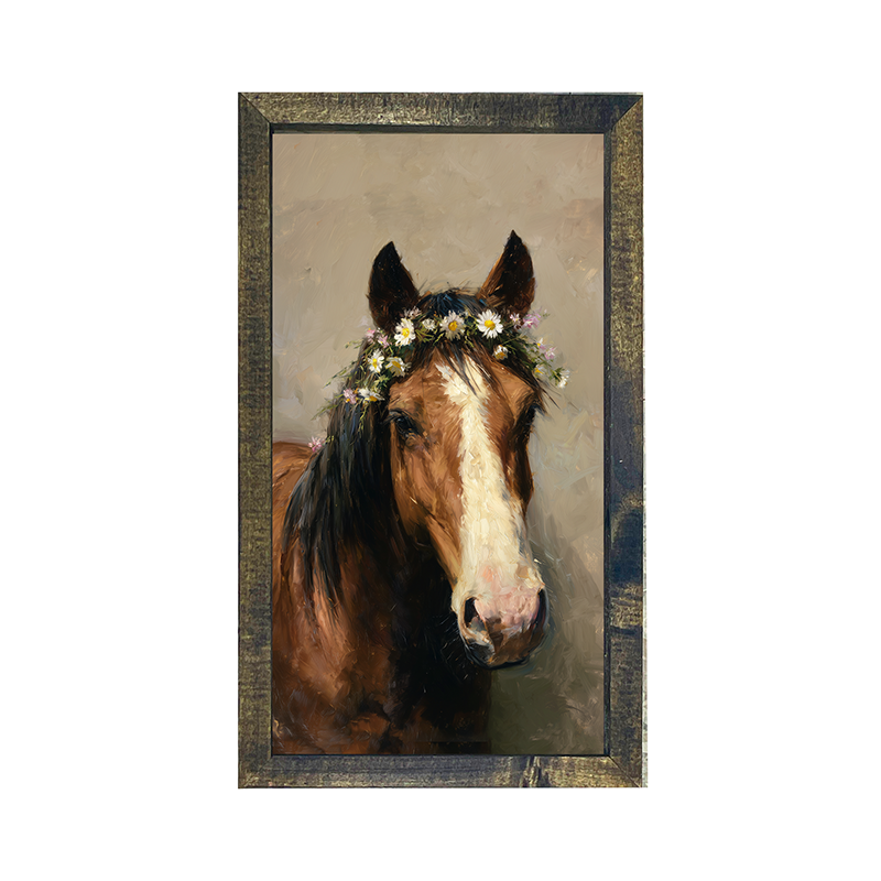Horse with Flowery Mane - Vertical Frame