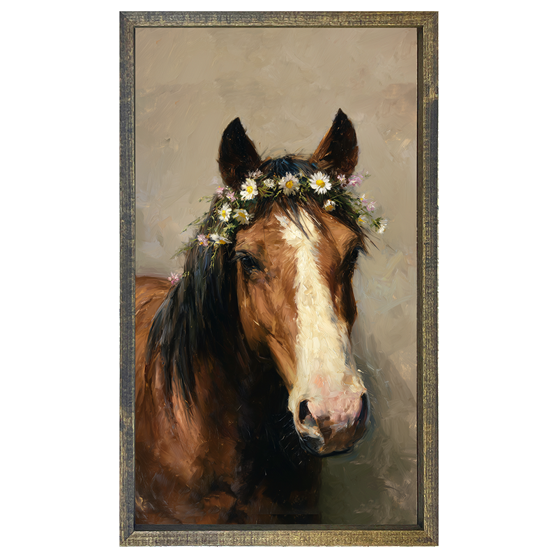 Horse with Flowery Mane - Vertical Frame