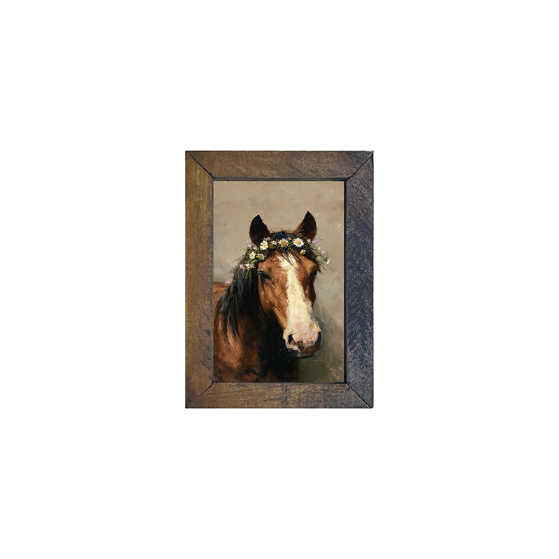 Horse with Flowery Mane - Vertical Frame