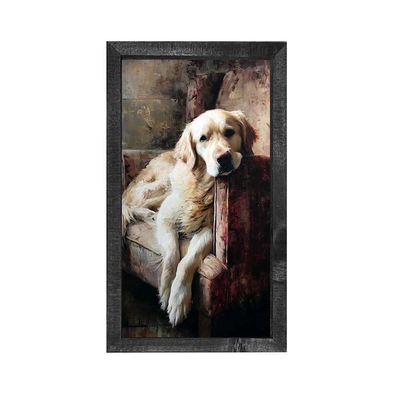 Armchair with Yellow Labrador - Vertical Frame