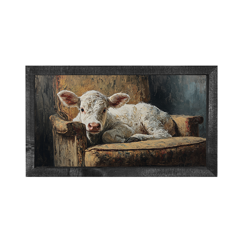 Armchair with White Calf - Horizontal Frame
