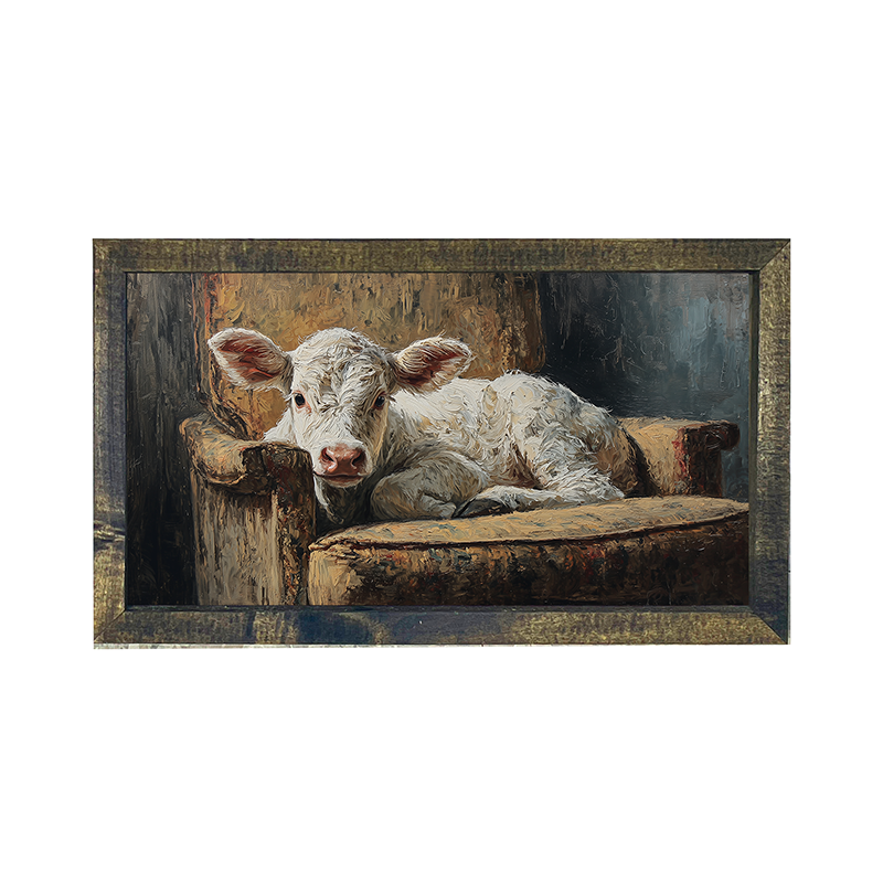 Armchair with White Calf - Horizontal Frame
