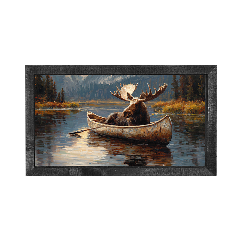 Moose in Canoe - Horizontal Frame