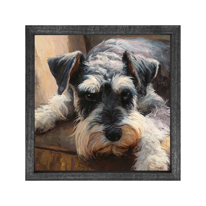 Armchair with Mini Schnauzer Dog - Square Frame
