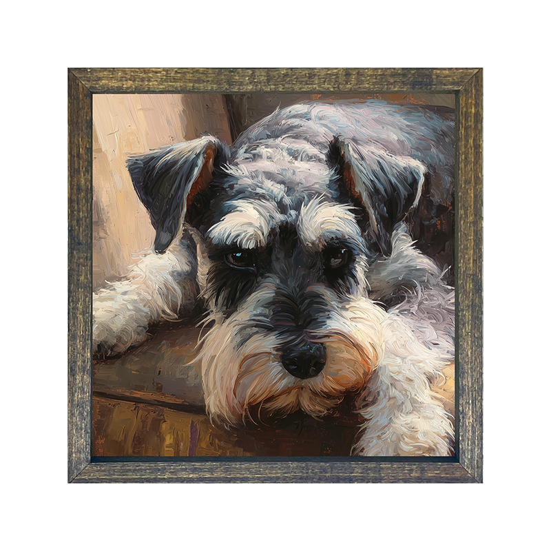 Armchair with Mini Schnauzer Dog - Square Frame