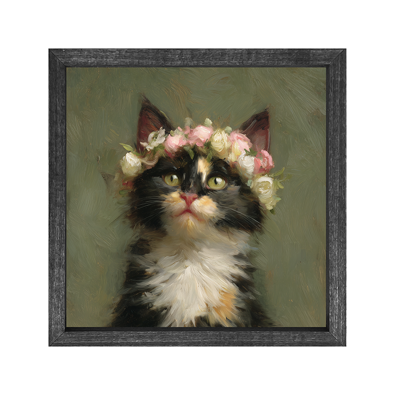 Spring Season Calico Cat - Square Frame