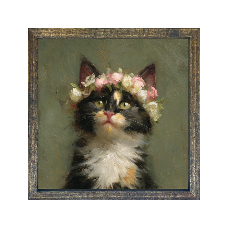 Spring Season Calico Cat - Square Frame