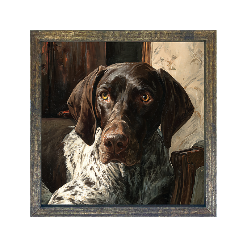 Armchair with German Shorthaired Pointer Dog - Square Frame