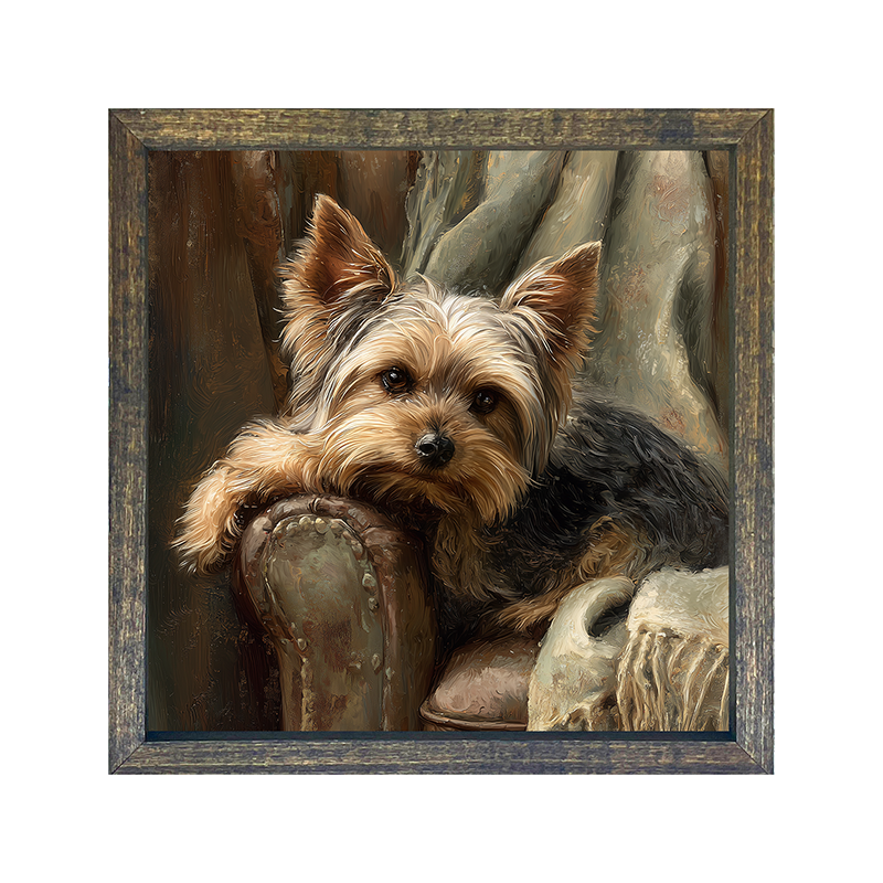 Armchair with Yorkshire Terrier Dog - Square Frame
