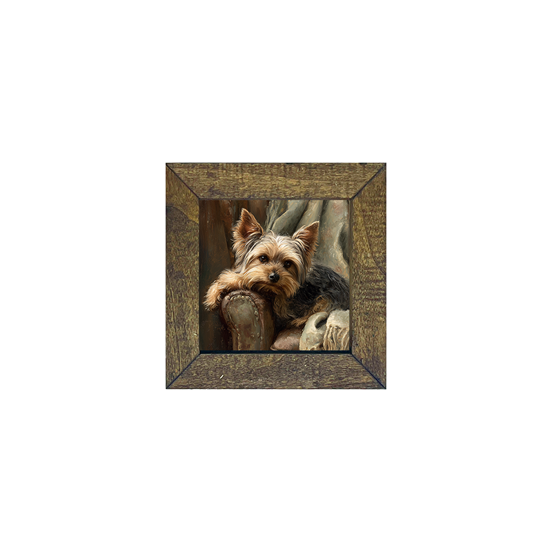 Armchair with Yorkshire Terrier Dog - Square Frame