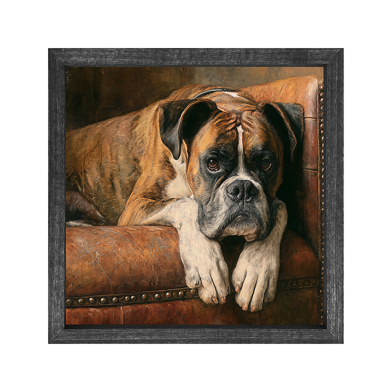 Armchair with Boxer Dog - Square Frame