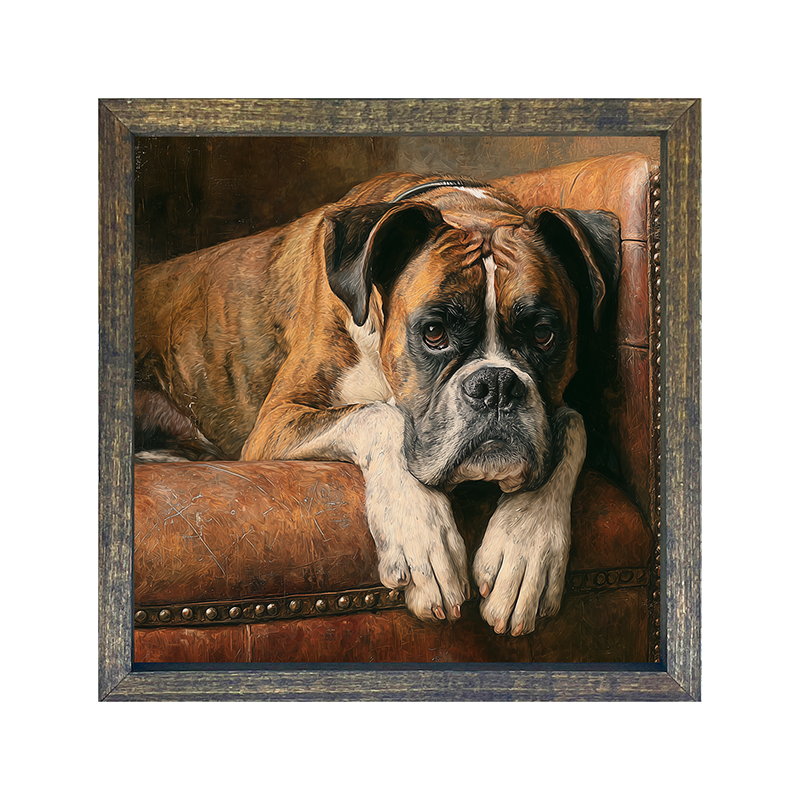 Armchair with Boxer Dog - Square Frame
