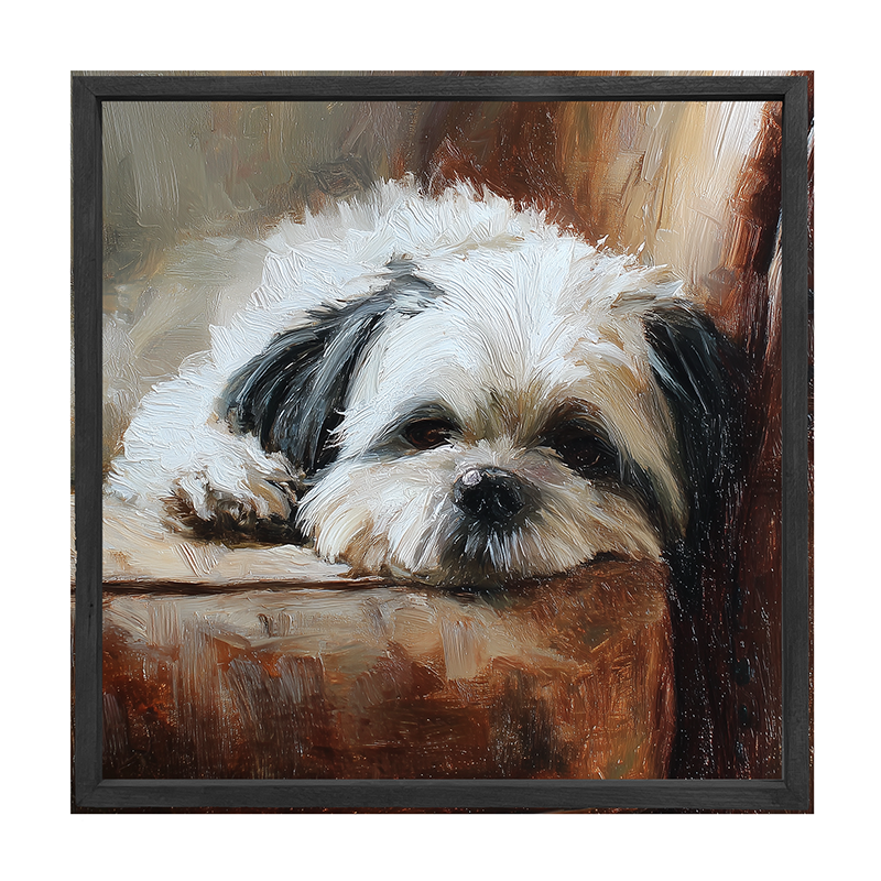 Armchair with Shih Tzu Dog - Square Frame