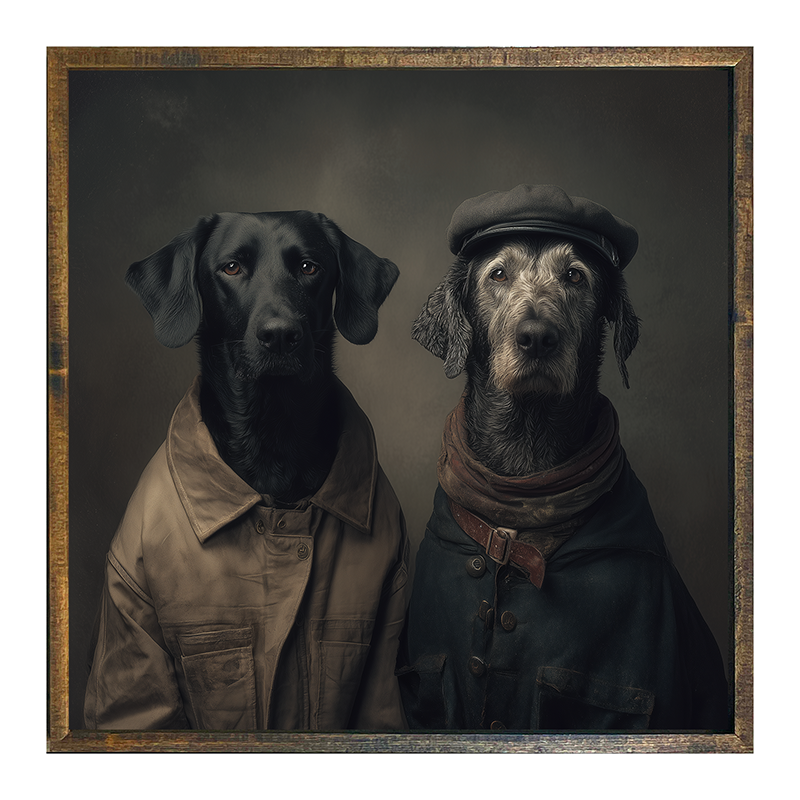 Portrait of Dogs in Coats - Square Frame