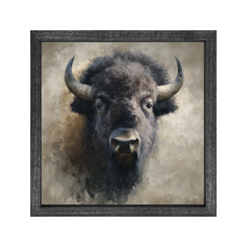 Farm Life Portrait - Black Buffalo - Square Frame