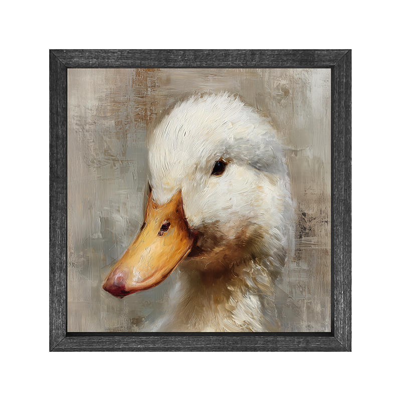 Farm Life Portrait - White Duck - Square Frame