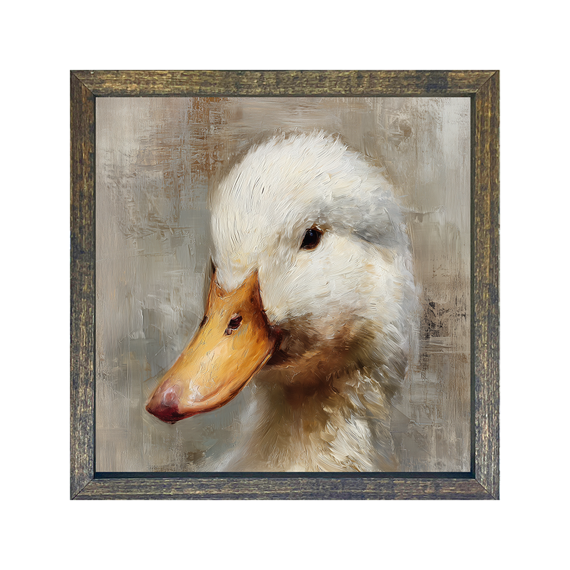 Farm Life Portrait - White Duck - Square Frame