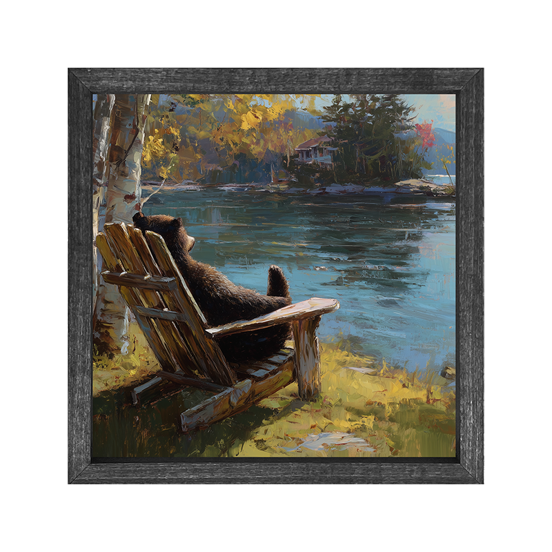 Adirondack Bear at the Lake - Square Frame
