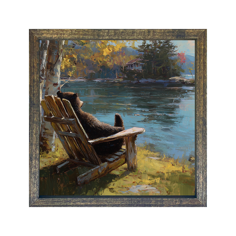 Adirondack Bear at the Lake - Square Frame