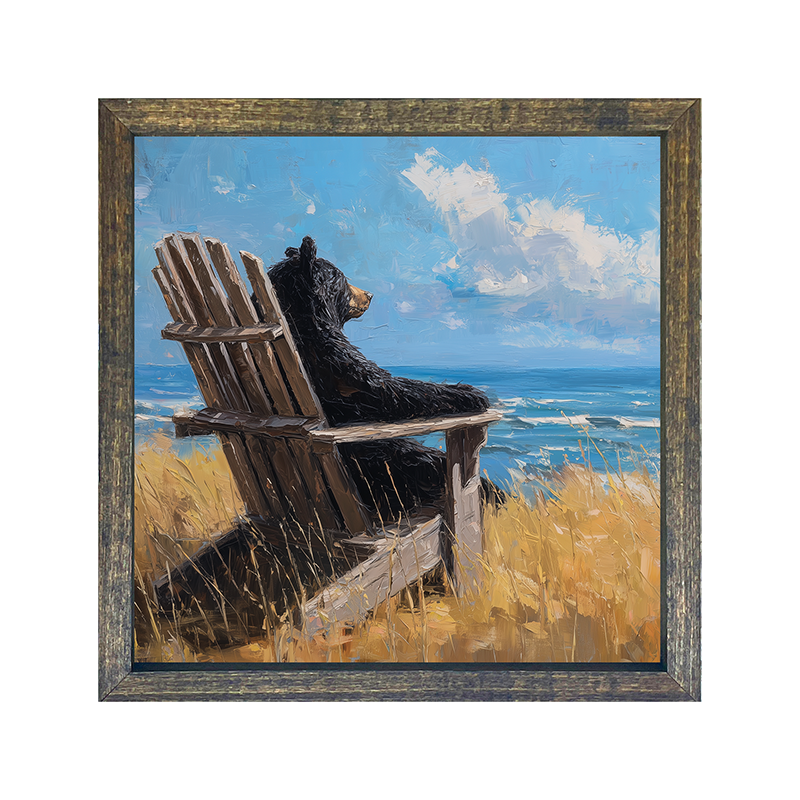 Adirondack Bear at the Beach - Square Frame