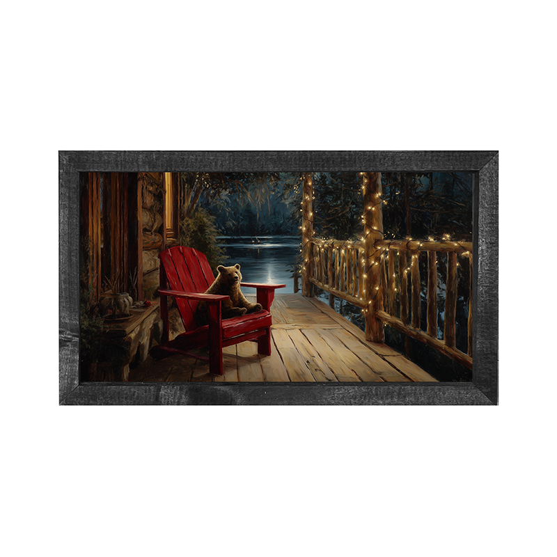 Adirondack Bear Cub enjoying the Moonlight - Horizontal Frame