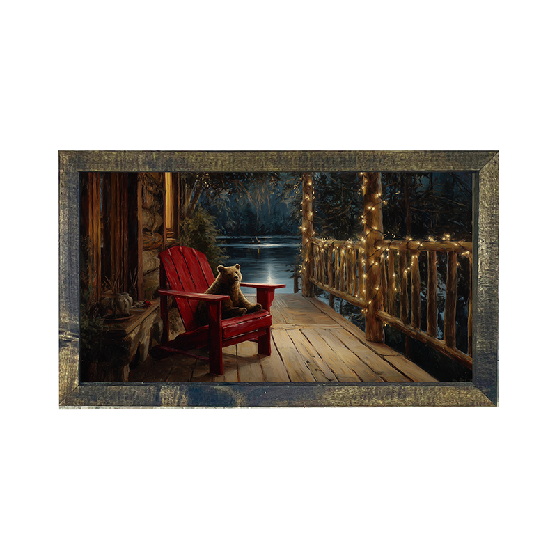 Adirondack Bear Cub enjoying the Moonlight - Horizontal Frame