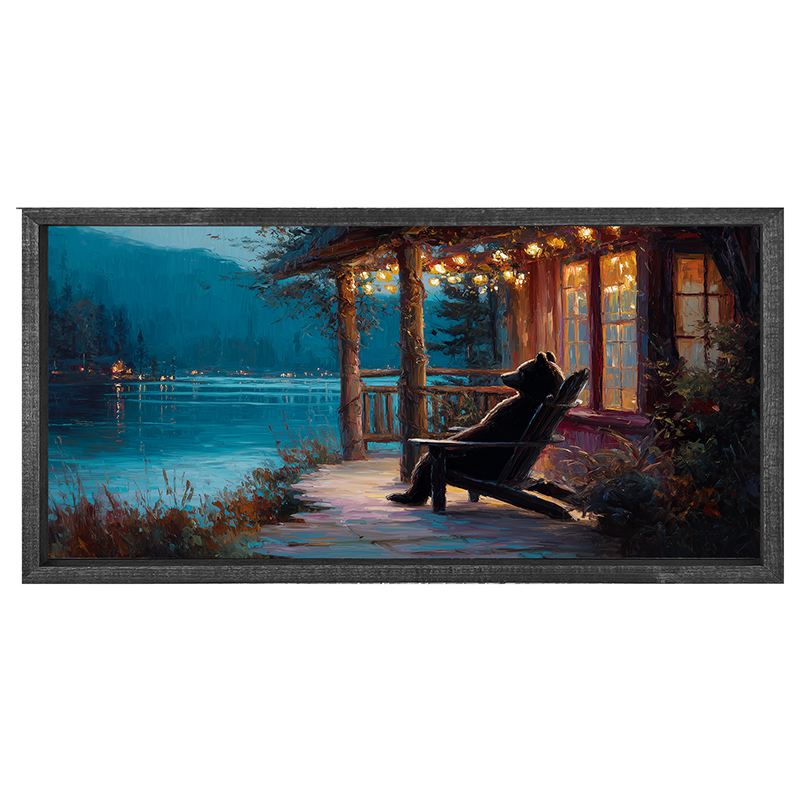 Adirondack Bear enjoying the Evening - Horizontal Frame
