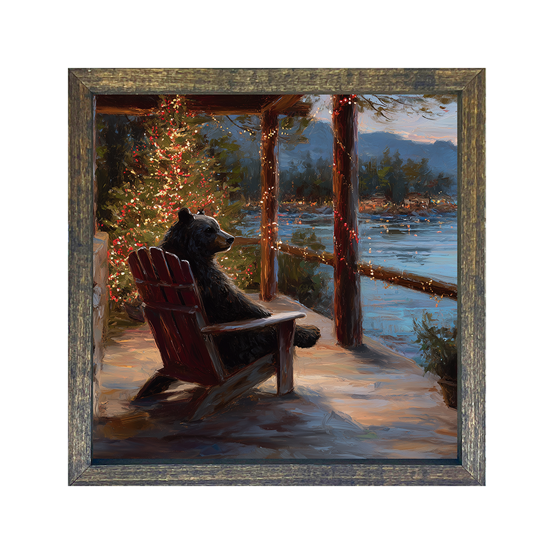 Adirondack Bear at Christmas Time - Square Frame