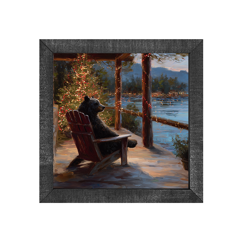 Adirondack Bear at Christmas Time - Square Frame