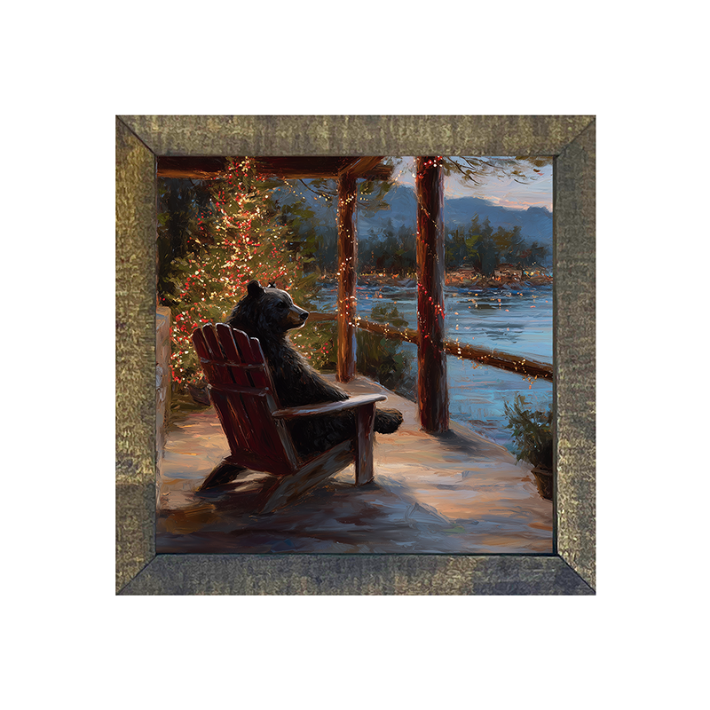 Adirondack Bear at Christmas Time - Square Frame