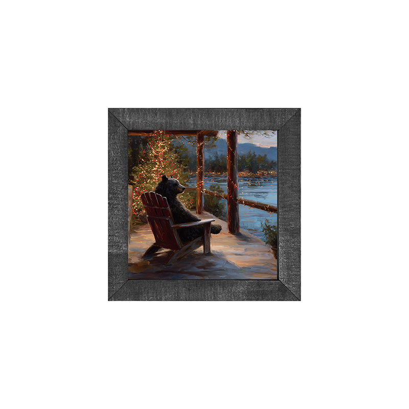 Adirondack Bear at Christmas Time - Square Frame