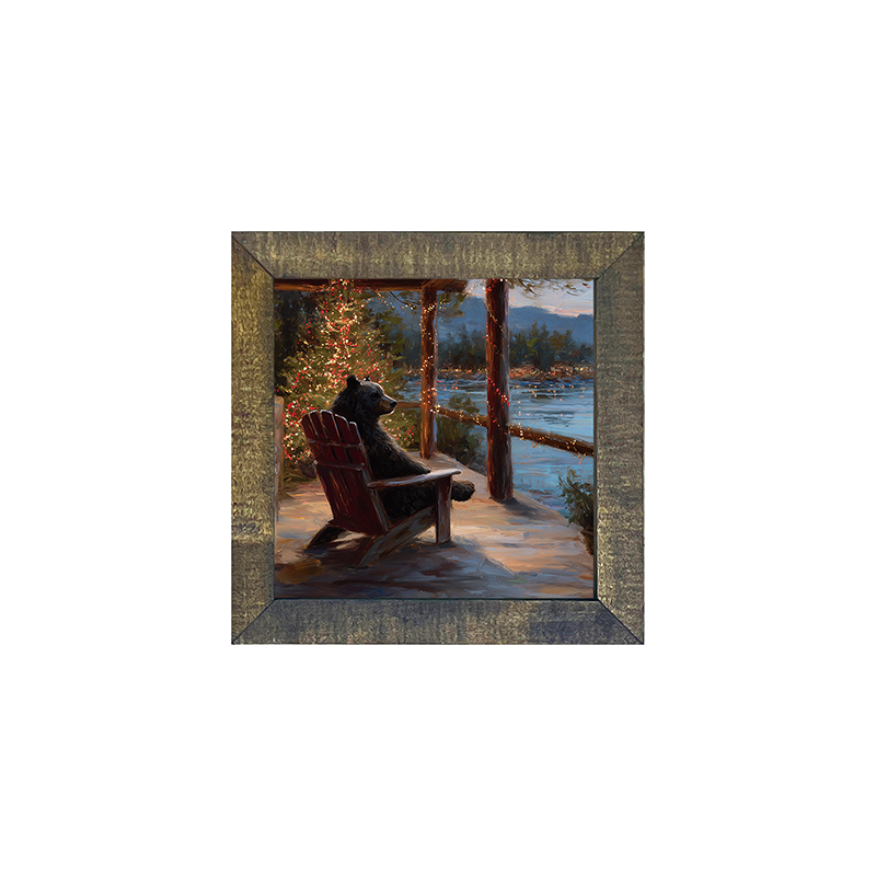 Adirondack Bear at Christmas Time - Square Frame