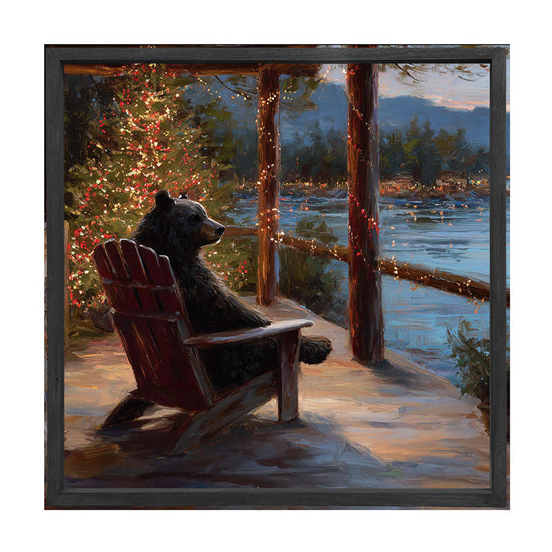 Adirondack Bear at Christmas Time - Square Frame