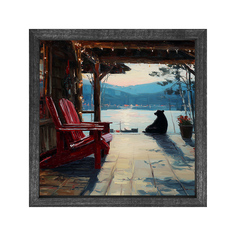 Adirondack Bear enjoying the Sunset - Square Frame