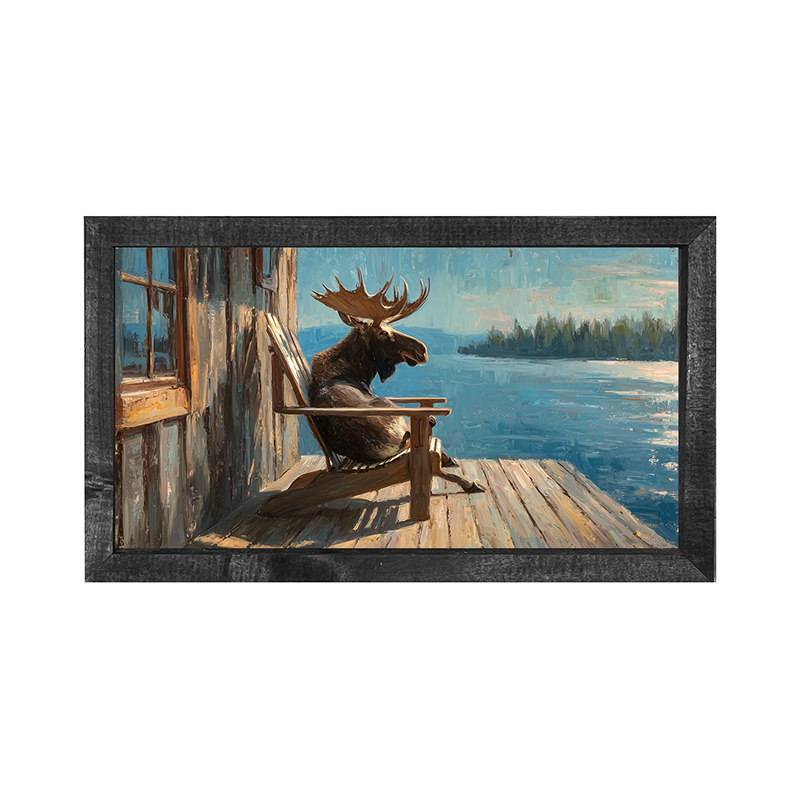 Moose Sitting in Adirondack Chair - Horizontal Frame
