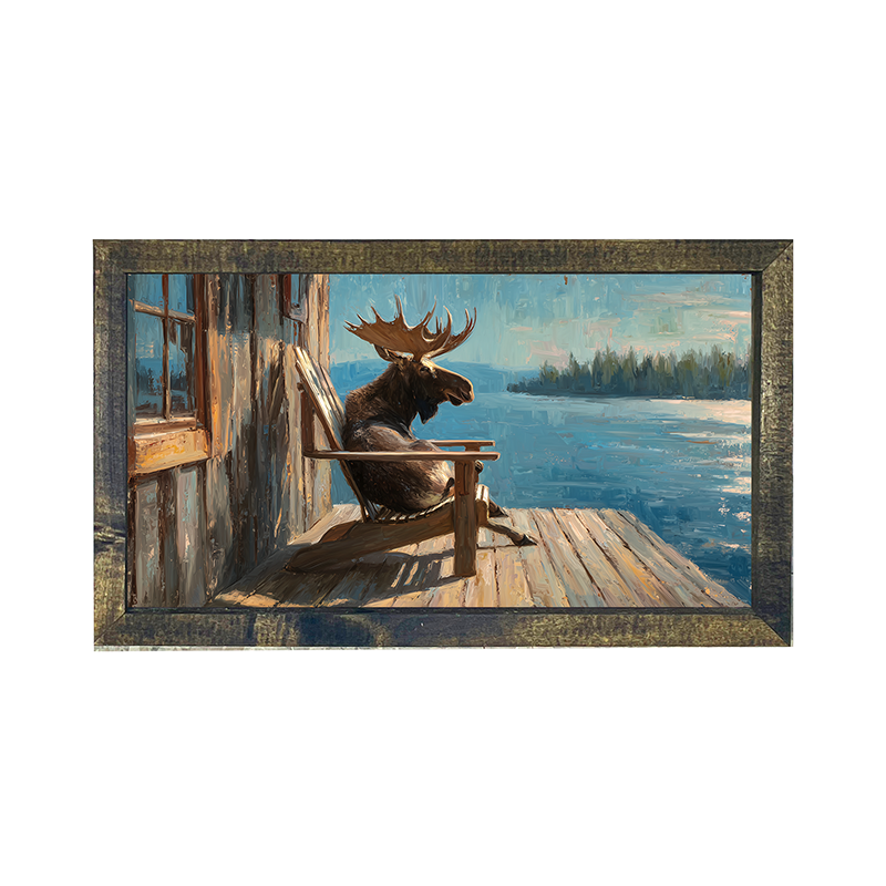 Moose Sitting in Adirondack Chair - Horizontal Frame